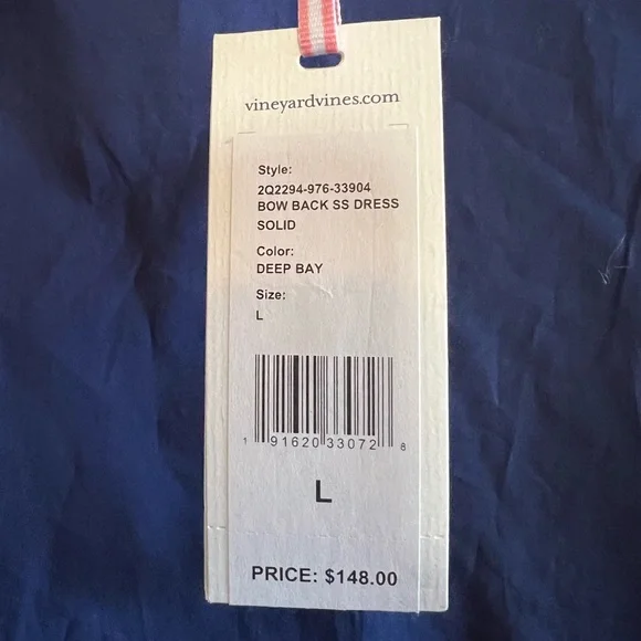 NWT Navy (Deep Bay) Vineyard Vines Bow Back Mini Dress - Picture 5 of 5